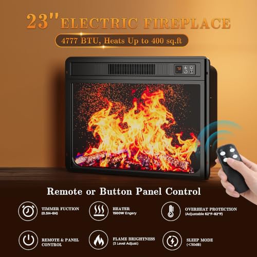 70'' Black Electric Fireplace TV Stand Entertainment Center with Fireplace for, view 5