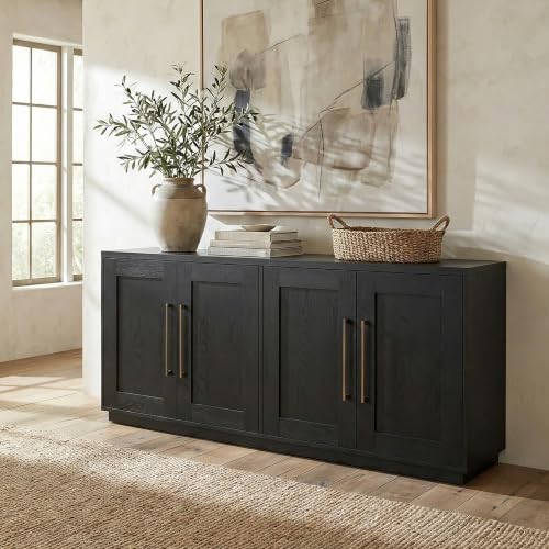 Henn&Hart 68" Modern Sideboard Buffet Cabinet, Natural Black, view 5