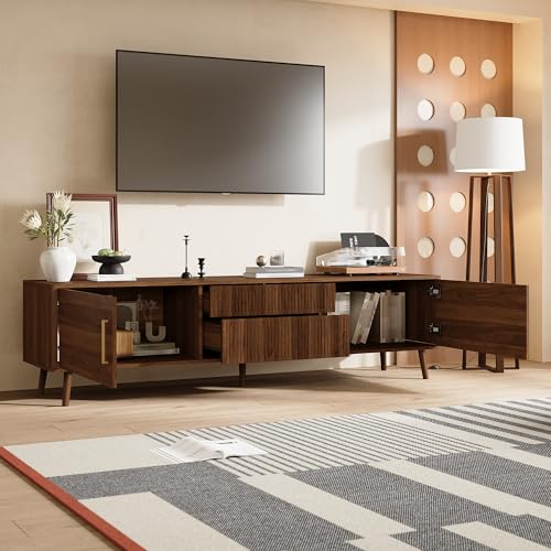 Mid-Century Modern TV Stand with Fluted-Drawer, for TVs up to 80", view 4