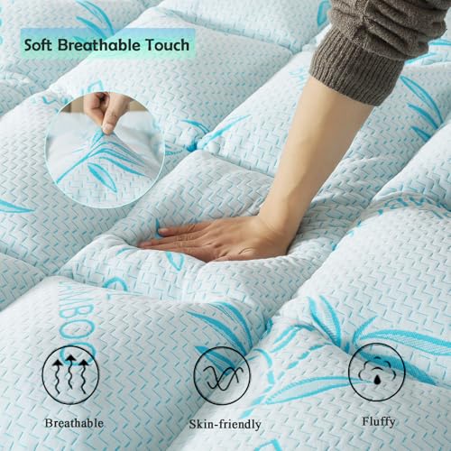 5 Inch Queen Mattress Topper Breathable Bamboo Viscose Air Layer, view 4