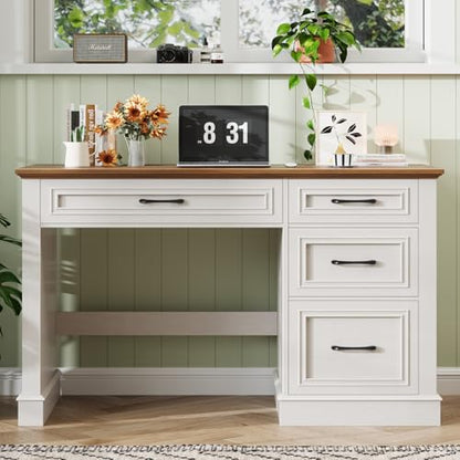 Farmhouse 47" Executive Desk with A File Drawer, Unique White., view 6