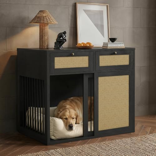 Wooden Dog Crate Furniture, Left Unit, 40 Inch, Black Oak, view 2
