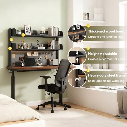 Clamp On Desk Shelf Organizer with Pegboard Desk Hutch Dorm with Storage, view 7