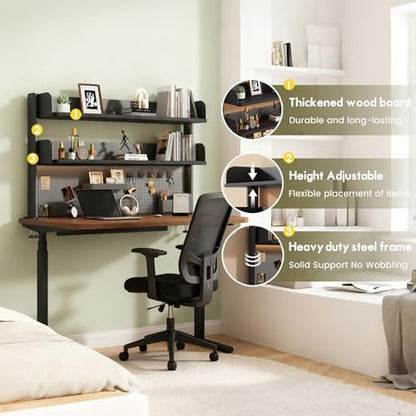 Clamp On Desk Shelf Organizer with Pegboard Desk Hutch Dorm with Storage, view 7