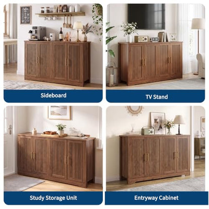 55.5” Fluted Sideboard Buffet Cabinet with 4 Doors, view 8