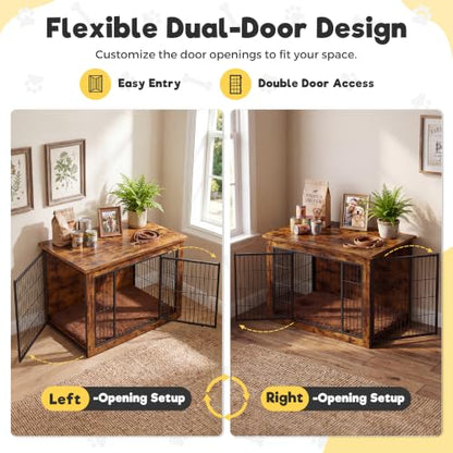 3-in-1 Wooden Dog Crate Furniture, Side Table & Kennel with Cushion, view 3