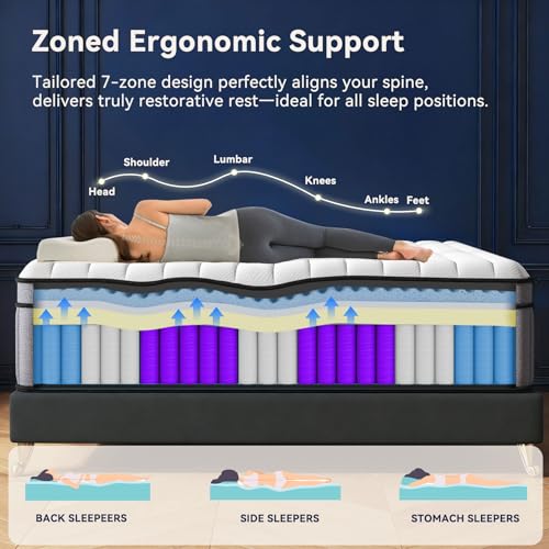 Upgraded Luxury 18 Inch King Size Hybrid Mattress in a Box, Medium Firm, view 4