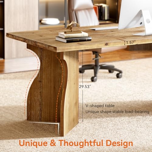 63-Inch Solid Wood Office Desk, view 6
