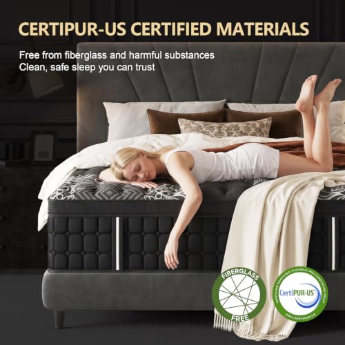 Queen Mattress 14 Inch Hybrid, Cooling-Gel Foam & Pocket Springs, view 7