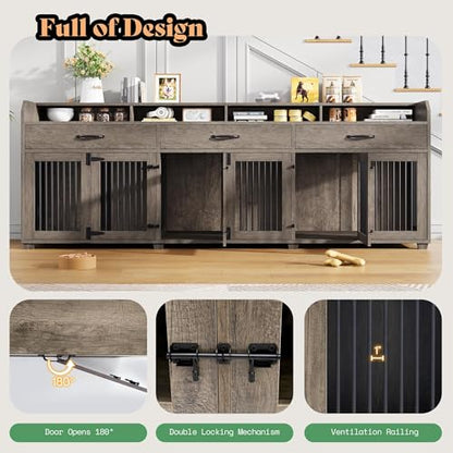 95" Dog Crate Furniture, Multi-Functional TV Stand with Storage, view 8