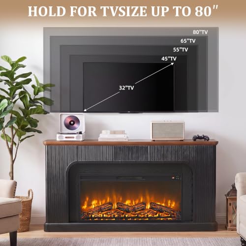 70'' Wooden Electric Fireplace TV Stand with Fireplace, view 6