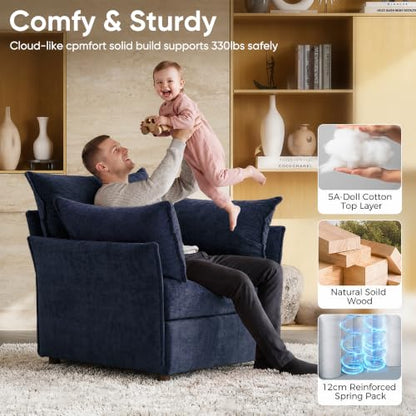 Oversized Accent Chair,Upholstered Comfy Wide Reading Armchair,Blue, view 7