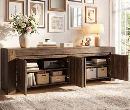 70 Inch TV Stand with Storage Doors for up to 80" TVs, Dark Walnut, view 4