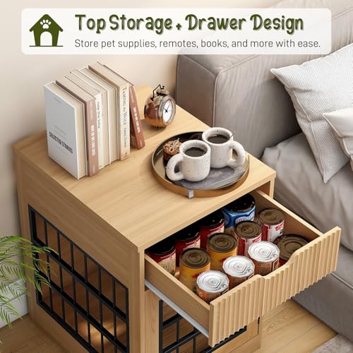 Modern Dog Crate Furniture with Charging Station, view 5