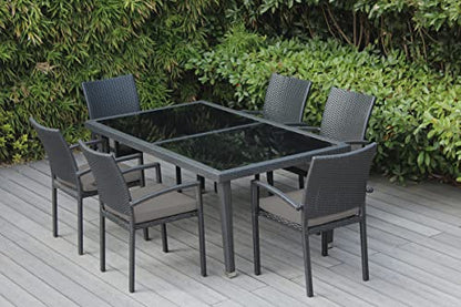 Genuine Ohana Outdoor Sectional Sofa and Dining Wicker Patio Furniture Set (14 pc Set) with Free Patio Cover (Gray)