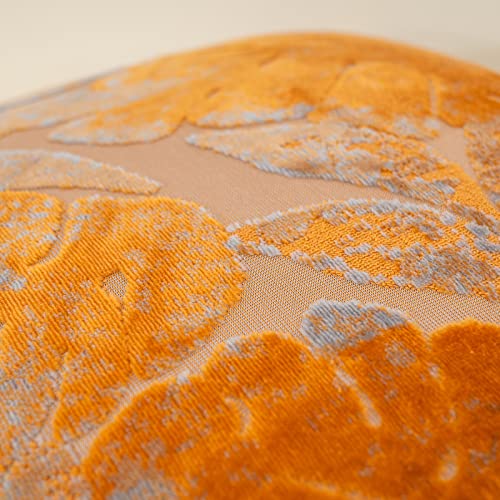 Orange Leaf Square Pillow Cover Cut Velvet Cushion Cover Luxury Modern Pillowcover for Couch Living Room Bedroom,18x18 Inch