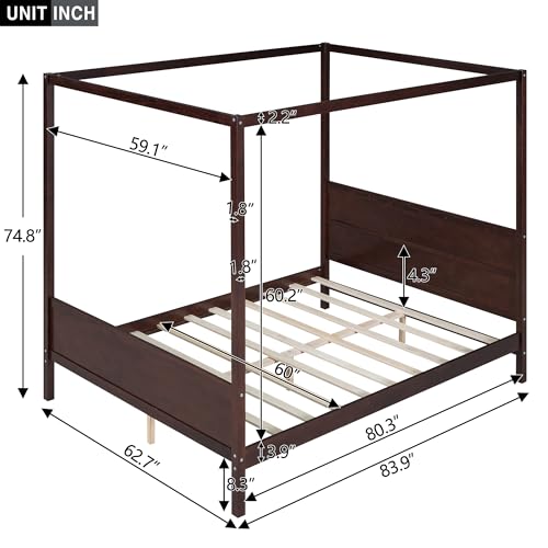 GDFStudio Queen Size Canopy Bed Frame, view 4