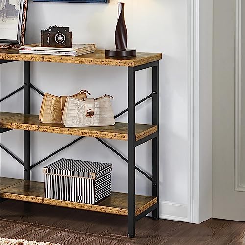 Yaheetech TV Stand for TV up to 65 Inch, 55 Inch Media Console Table with 3-Tier Storage Shelves for Living Room, Entertainment Center with Metal Frame, Rustic Brown