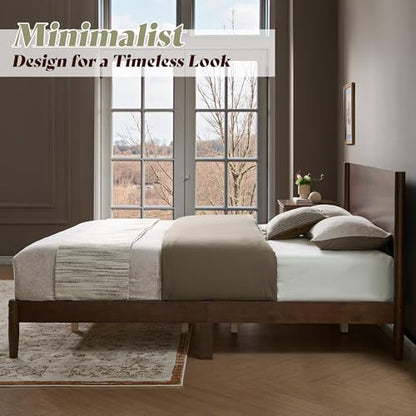 Solid Walnut Queen Bed Frame Mid-Century Design, view 8