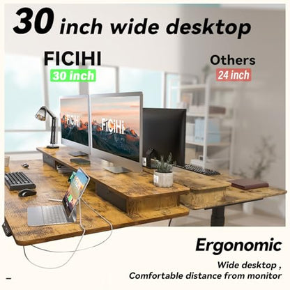 Adjustable Height Standing Desk with 4 Drawers,63 x 30 inches Electric Sit Stand Home Office Desk with Two Tiers, 3 Memory Presets, Monitor Stand Riser, USB A/C Charging Port