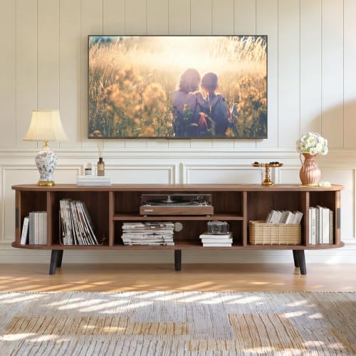 62.8" Mid Century Modern TV Stand with Fluted Sliding Doors, view 6