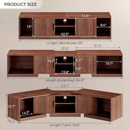 TV Stand for 55-80 Inches TVs, 63"-84.6" Adjustable Length, view 3