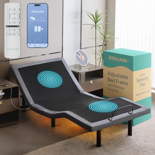 Smart Adjustable Bed Frame with Electric Dual Massage, USB, UnderBed Light, view 2