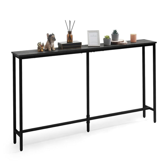 47" Narrow Long Console Table Behind Couch, Sofa Table for Entryway Living Room, Skinny Long Hallway Table, Grey Oak