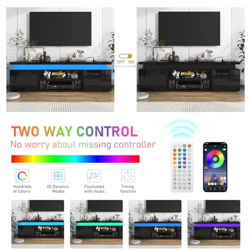 LED TV Stand for 75 Inch TV, Modern TV Stand with Power Outlet, view 5