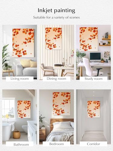NuYeBiofx Thanksgiving Holiday Maple Leaf Canvas Wall Art Prints,30"x20" Framed Picture Artwork Fall Hanging Branch Printed Canvas Oil Painting for Living Room Bedroom Office,Ready to Hang