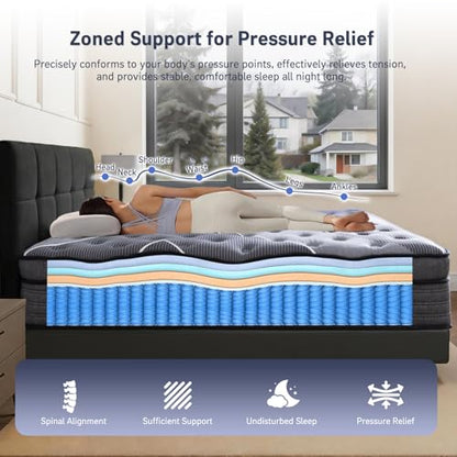 Full Mattress 12 Inch, Luxury Hotel-Level Cooling Hybrid Mattress in a Box, view 3
