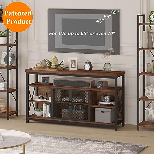 Tall TV Stand for TVs up to 65 Inch, Industrial Wood Entertainment Center with Storage Cabinet, Farmhouse TV Media Console for Living Room and Bedroom (32 Inch High, Rustic Oak)