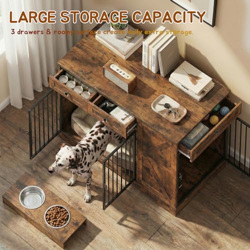 Large Dog Crate Furniture with Storage, view 4