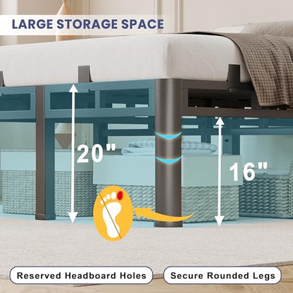 20 Inch King Size Bed Frame,Double Layer Heavy Duty Metal Platform Tall, view 6