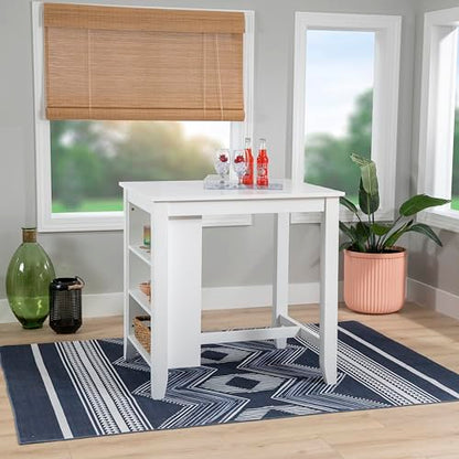 Powell Conolly White Counter Height Space Saving Dining Table with Storage Shelves