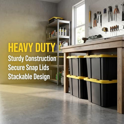 6 Pack 27 Gallon Heavy Duty Storage Bins with Snap Lids, view 6