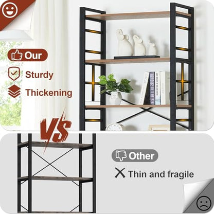 7 Tier Bookshelf,84 inch Tall Industrial Bookcase with Metal Frame and Open Shelves,Rustic Heavy Duty 7 Shelf Bookcase, Office Book Shelves for Living Room and Bedroom,Brown