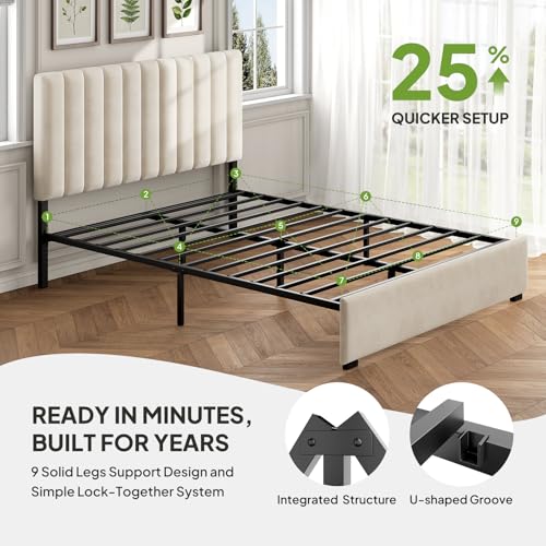 Queen Upholstered Bed Frame with Headboard, view 7