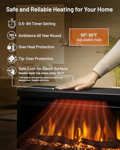 FLAMEBAR Freestanding Electric Fireplace, 40 Inch Wide, Modern Design, view 7