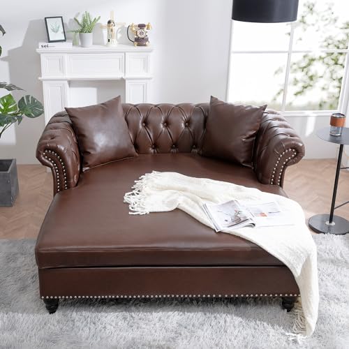 62.99" Chaise Lounge Indoor Comfy Reading Chair with 2 Pillows, view 2