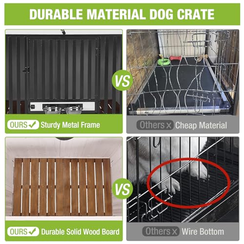 Folding Dog Crate Furniture 39.4" Large Dog Crate End Table with 360°Rotatable, view 5