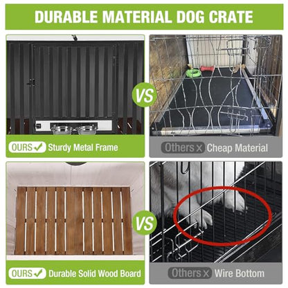 Folding Dog Crate Furniture 39.4" Large Dog Crate End Table with 360°Rotatable, view 5