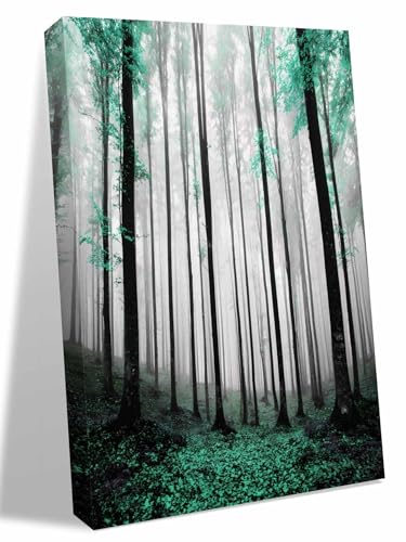 NuYeBiofx Thanksgiving Green Maple Trees Canvas Wall Art Prints,48"x32" Framed Picture Artwork Fall Maple Leaves Printed Canvas Oil Painting for Living Room Bedroom Office,Ready to Hang