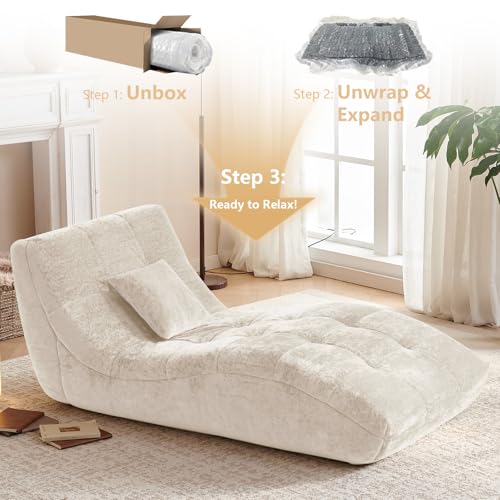 Chaise Lounge Chair with Curved Back, Modern Upholstered Recliner Sofa, view 4