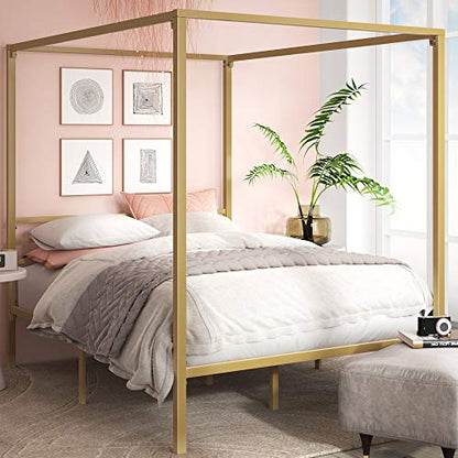Zinus Patricia Gold Metal Canopy Platform Bed Frame, view 2