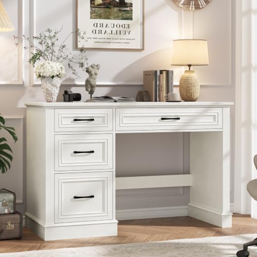 Farmhouse 47" Executive Desk with 3 Drawers, Cream White, view 7