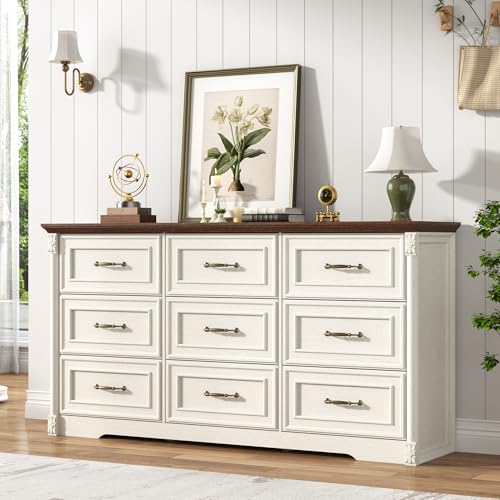 Farmhouse Wood 9 Drawer Dresser for Bedroom, view 4