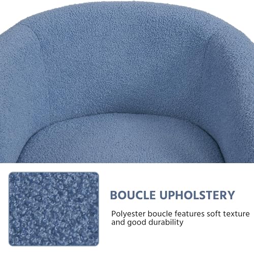Yaheetech Barrel Chairs, Furry Accent Chairs with Soft Padded Armrest for Living Room Bedroom Waiting Room Office, Set of 2, Blue