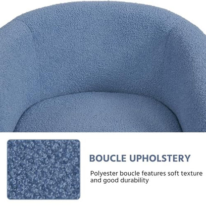 Yaheetech Barrel Chairs, Furry Accent Chairs with Soft Padded Armrest for Living Room Bedroom Waiting Room Office, Set of 2, Blue