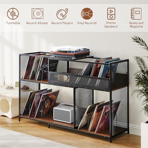 Record Player Stand with Vinyl Storage Cabinet, view 5